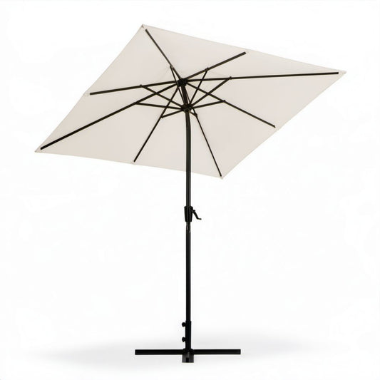 Kwadratowy parasol ogrodowy z poliestru i stali, kremowo-czarny, 250 × 250 cm