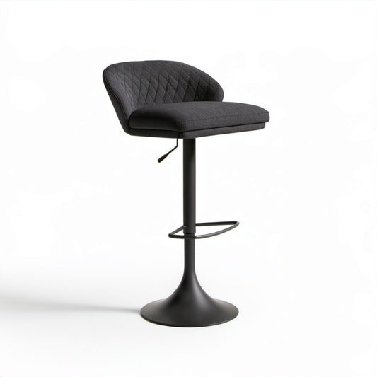 Regulowany hoker barowy czarny z tapicerką poliestrową 50 × 52 × 88–108 cm