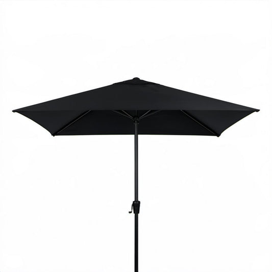 Kwadratowy parasol ogrodowy z poliestru i stali, czarny, 250 x 250 cm, z korbką