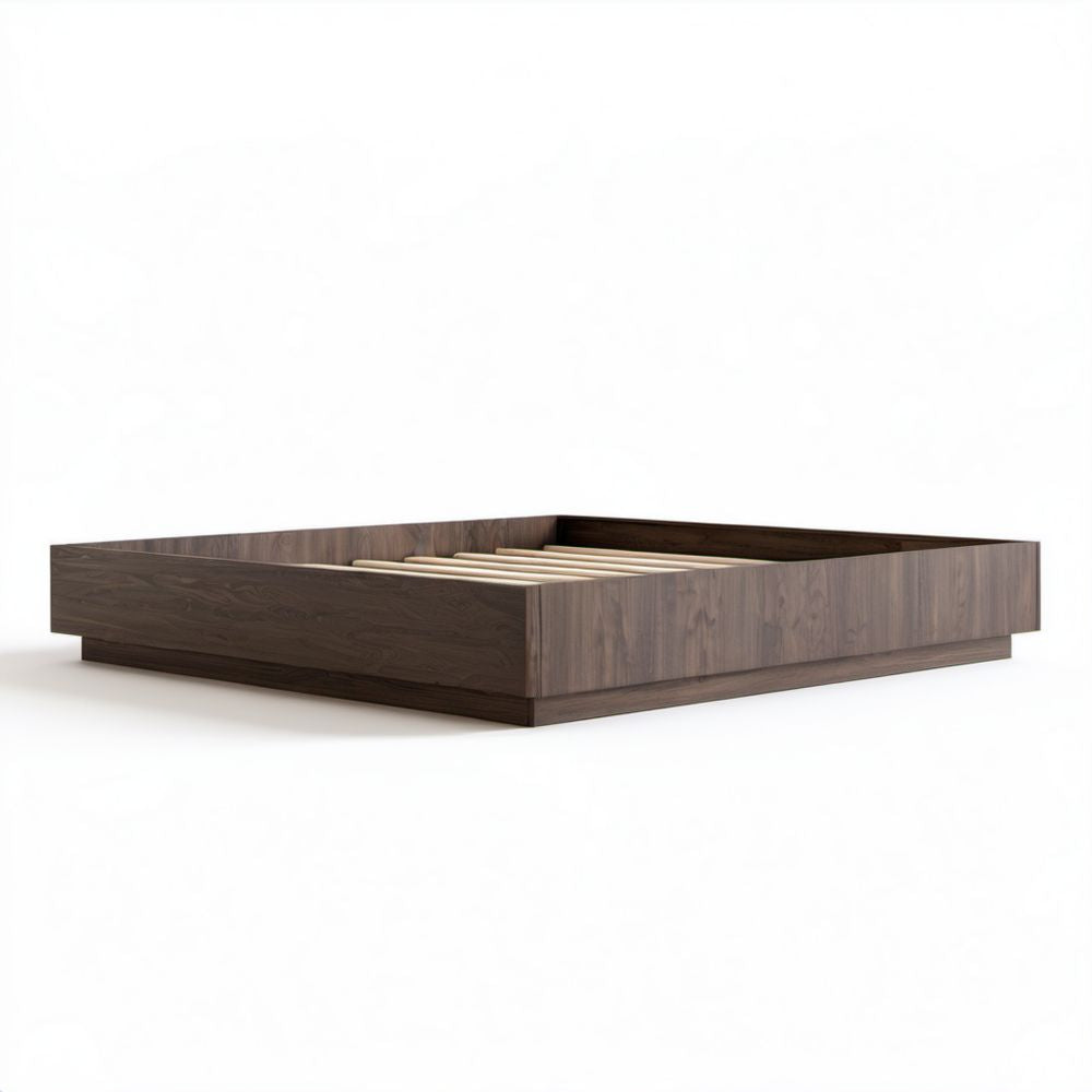 Orzechowa drewniana rama łóżka platformowego 160 × 200 cm