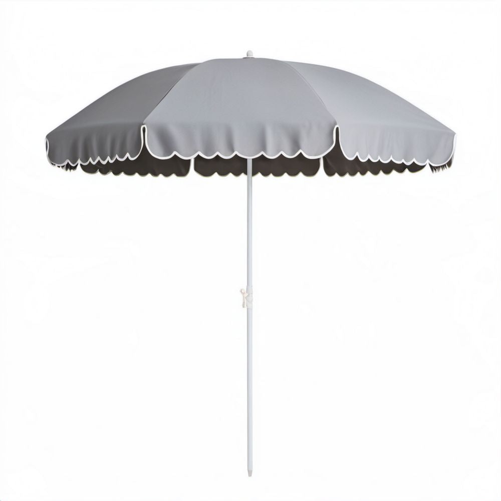 Okrągły parasol ogrodowy z poliestru, szary/biały, Ø 200 cm, wys. 210 cm